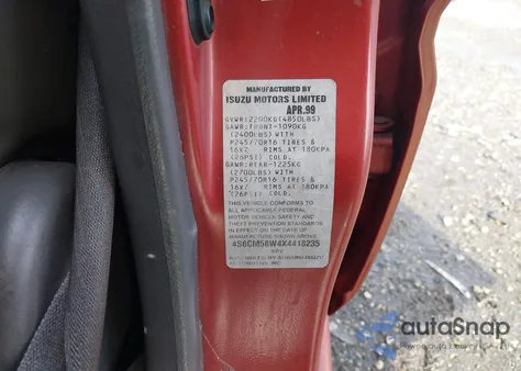 1999 Honda Passport Ex/Lx из США, поврежденный, VIN 4S6CM58W4X4418235